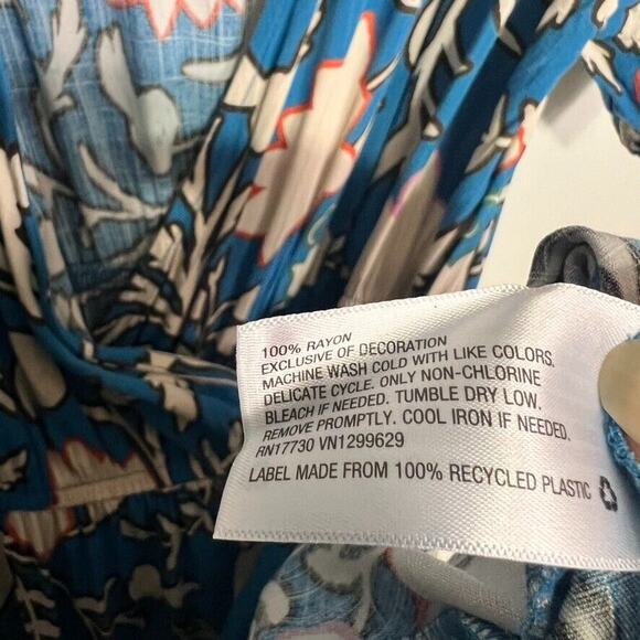 Knox Rose Maxi Dress Womens Medium Blue Short Sleeve Wrap Floral Tiered Tassel - Picture 13 of 14